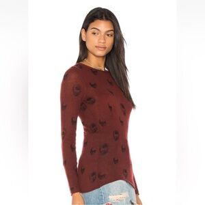 Skull Cashmere Maroon Sweater with Black Skulls